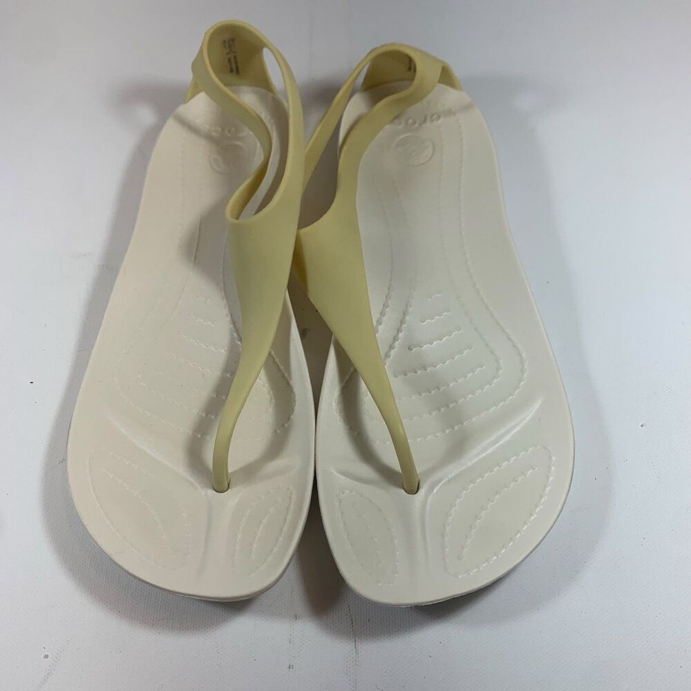 Crocs Sexi Serena Flip Sandals Pale Yellow Size 8 Women’s Slingback Thong TStrap
